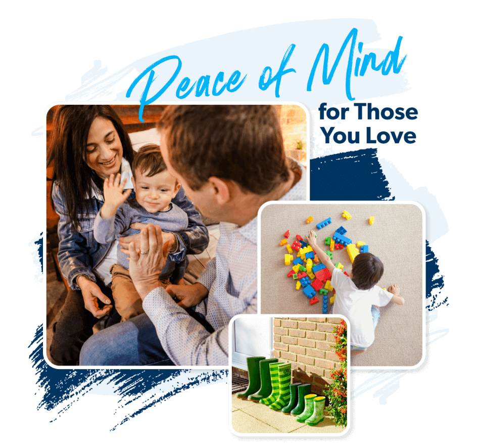 Collage of a happy family. Peace of mind for those you love.