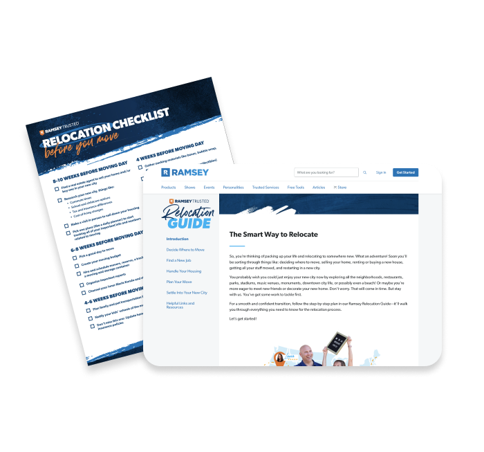 Ramsey relocation checklist and browser view of the relocation guide